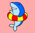 Dibujo Delfín con flotador pintado por  evita1 