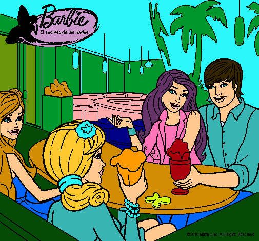 Dibujo Barbie y sus amigos en la heladería pintado por lurdes22