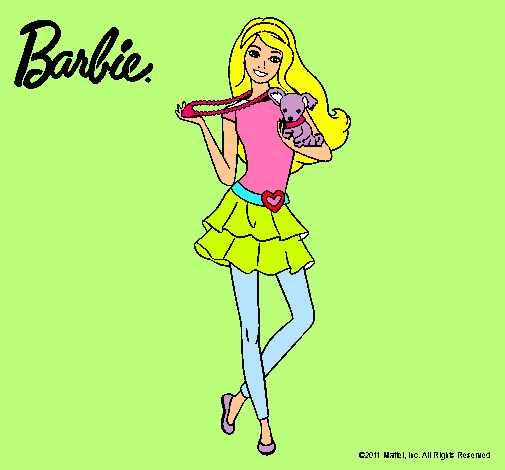 Dibujo Barbie y su mascota pintado por escorpio