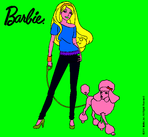 Dibujo Barbie con look moderno pintado por luque