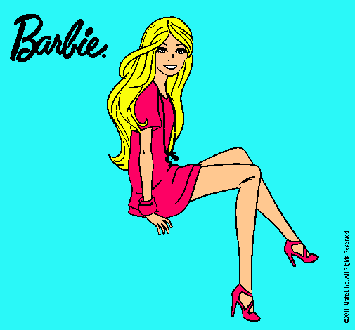 Dibujo Barbie sentada pintado por escorpio