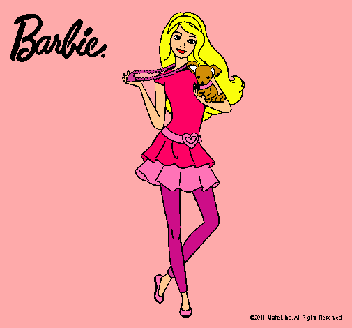 Dibujo Barbie y su mascota pintado por Amadix