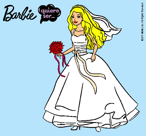 Dibujo Barbie vestida de novia pintado por Amadix