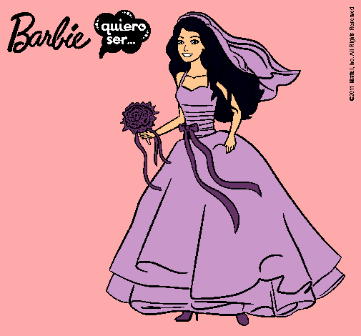 Dibujo Barbie vestida de novia pintado por estrella24