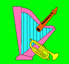 Dibujo Arpa, flauta y trompeta pintado por marialeja419