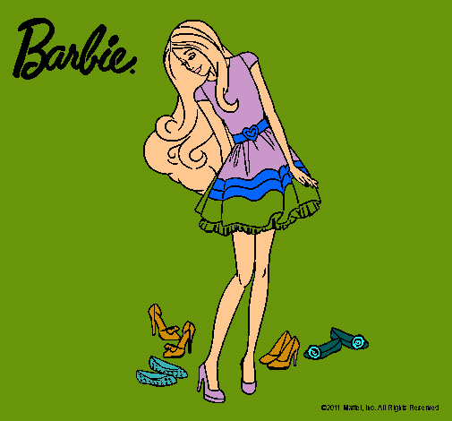 Dibujo Barbie y su colección de zapatos pintado por lurdes22