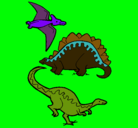 Dibujo Tres clases de dinosaurios pintado por gfvffcd