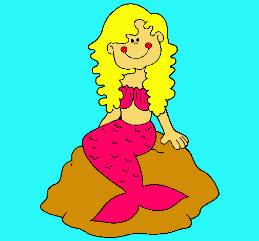 Dibujo Sirena sentada en una roca pintado por nere_wapa