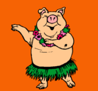 Dibujo Cerdo hawaiano pintado por misspeke