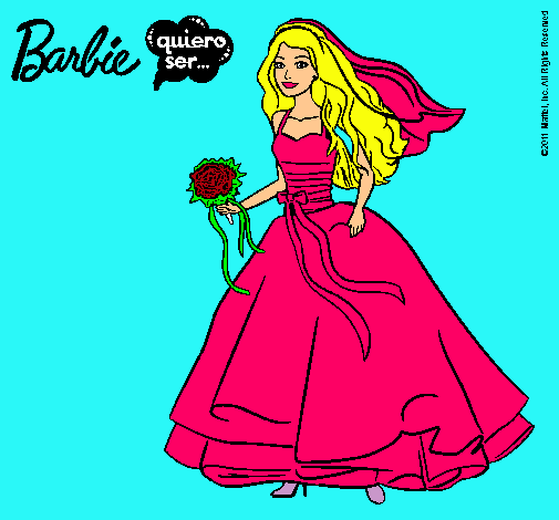 Dibujo Barbie vestida de novia pintado por ana433