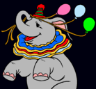 Dibujo Elefante con 3 globos pintado por pisulina