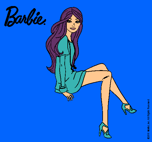 Dibujo Barbie sentada pintado por lurdes22