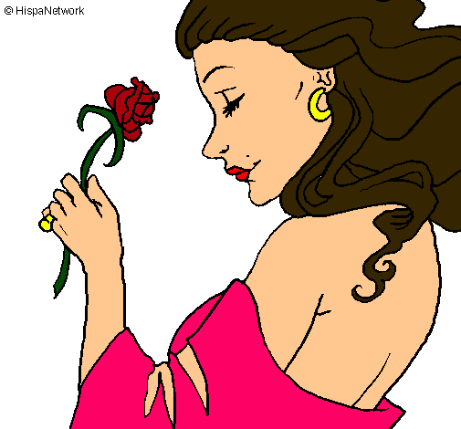 Dibujo Princesa con una rosa pintado por clari700