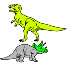 Dibujo Triceratops y tiranosaurios rex pintado por dino_dino