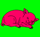 Dibujo Cerdo durmiendo pintado por critina