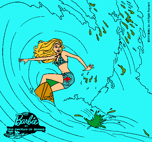 Dibujo Barbie practicando surf pintado por lurdes22