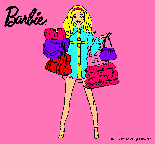 Dibujo Barbie de compras pintado por escorpio