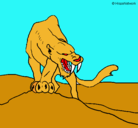Dibujo Tigre con afilados colmillos pintado por puma