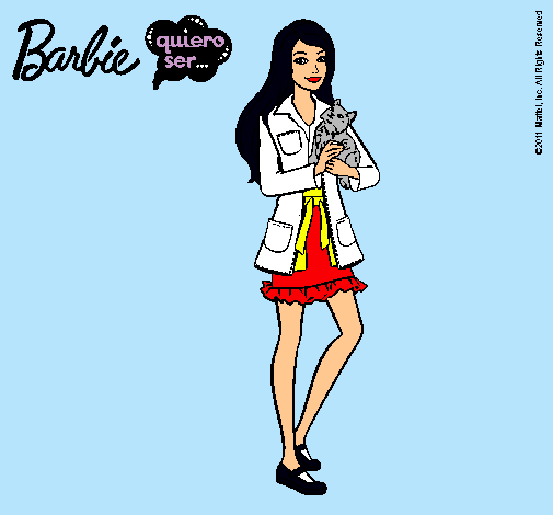 Dibujo Barbie con un gatito pintado por Amadix