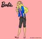 Dibujo Barbie con look casual pintado por color