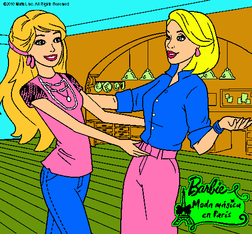 Dibujo Barbie y su amiga pintado por lurdes22