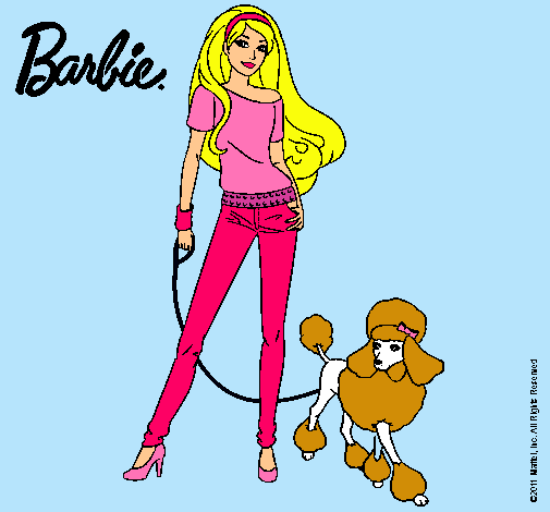 Dibujo Barbie con look moderno pintado por Amadix