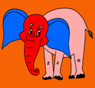 Dibujo Elefante feliz pintado por triana