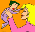 Dibujo Madre con su bebe pintado por merliah