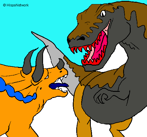 Dibujo Lucha de dinosaurios pintado por alraed 