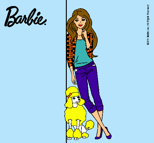 Dibujo Barbie con cazadora de cuadros pintado por Amadix