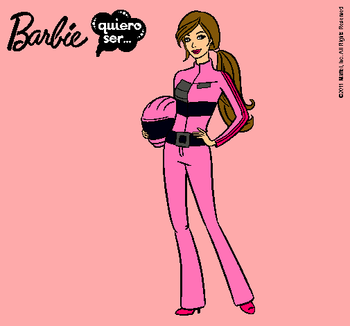 Dibujo Barbie piloto de motos pintado por andreinar