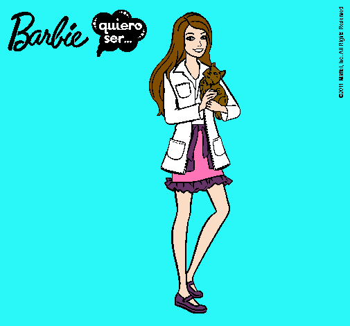 Dibujo Barbie con un gatito pintado por patrifeVer