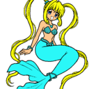 Dibujo Sirena con perlas pintado por TPPS