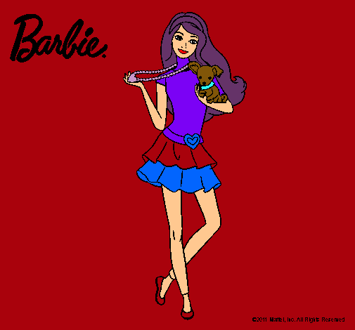 Dibujo Barbie y su mascota pintado por lurdes22