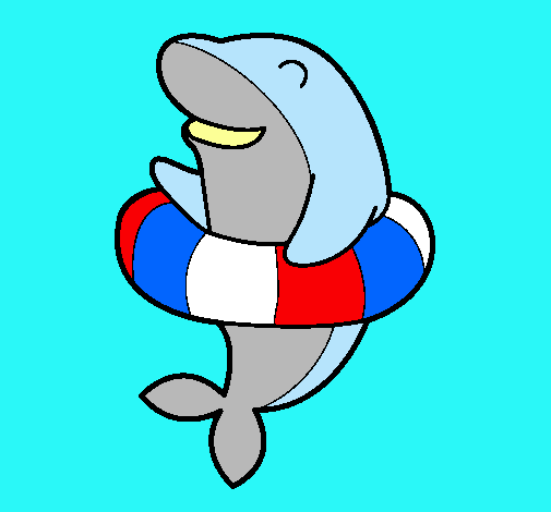 Dibujo Delfín con flotador pintado por javieritax