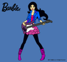 Dibujo Barbie guitarrista pintado por black