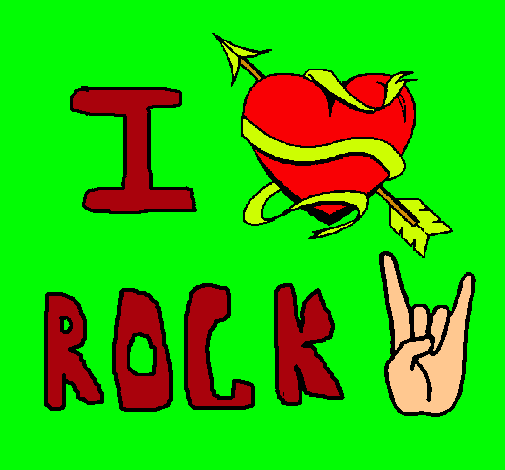 Dibujo I love rock pintado por lolamora