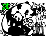 Dibujo Mama panda pintado por leopardo