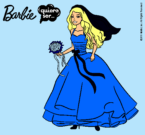 Dibujo Barbie vestida de novia pintado por kiseki