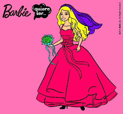 Dibujo Barbie vestida de novia pintado por victoria04