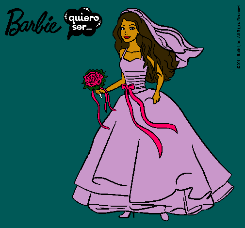 Dibujo Barbie vestida de novia pintado por zayu