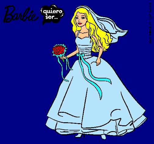 Dibujo Barbie vestida de novia pintado por eva200