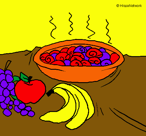 Dibujo Fruta y caracoles a la cazuela pintado por wilian