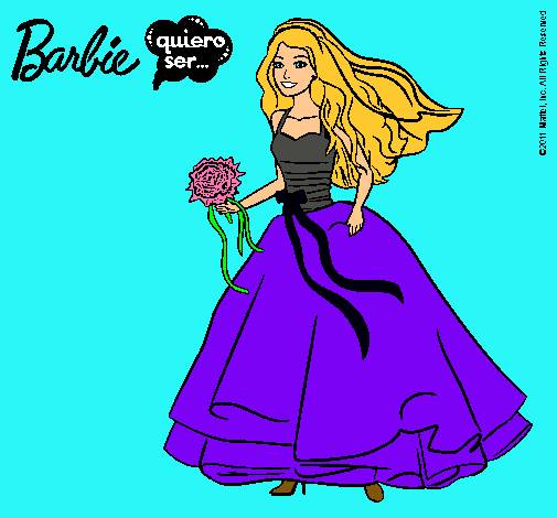 Dibujo Barbie vestida de novia pintado por pequecha