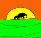 Dibujo Elefante en el amanecer pintado por Aladin