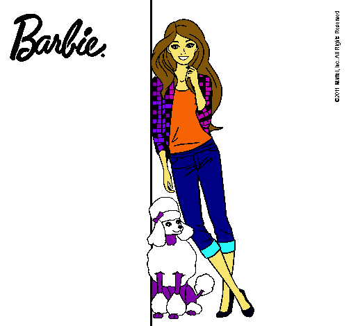 Dibujo Barbie con cazadora de cuadros pintado por anabelchis