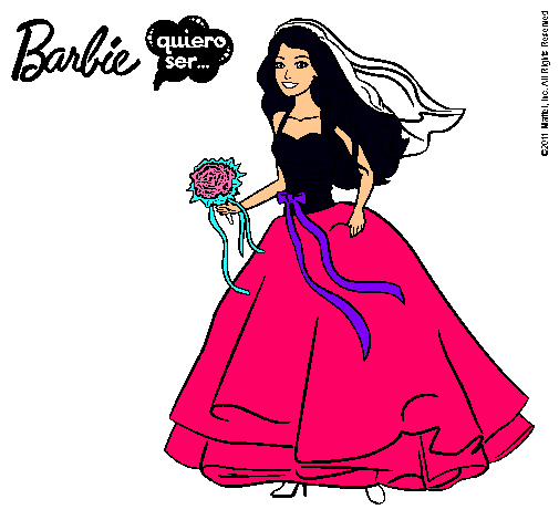 Dibujo Barbie vestida de novia pintado por nadi 