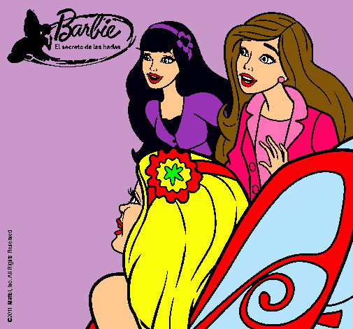 Dibujo Barbie y sus amigas sorprendidas pintado por Amadix