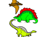 Dibujo Tres clases de dinosaurios pintado por addm123