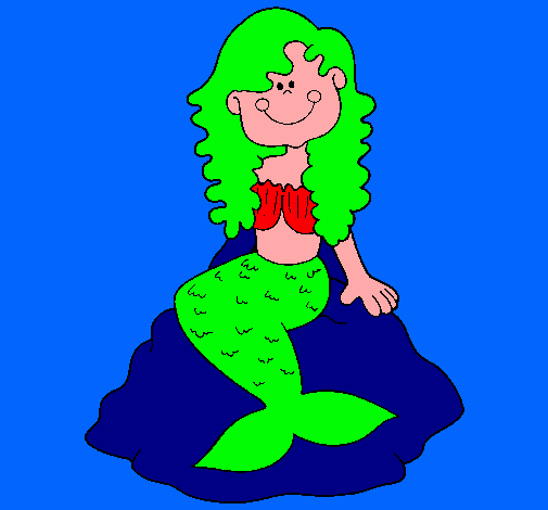 Dibujo Sirena sentada en una roca pintado por luciagonzalez